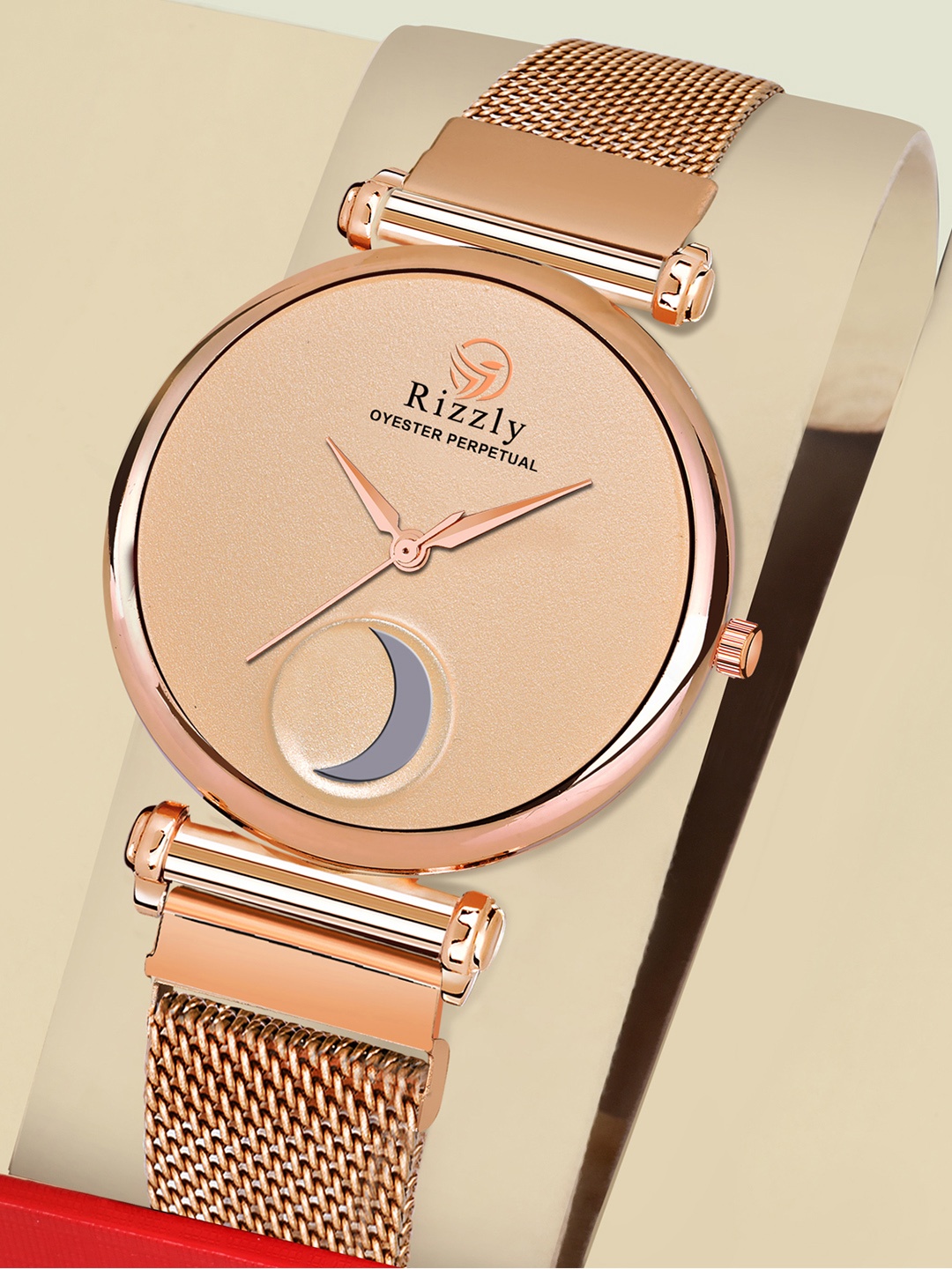 

Rizzly Women Rose Gold-Toned Brass Dial Analogue Watch RZ-305