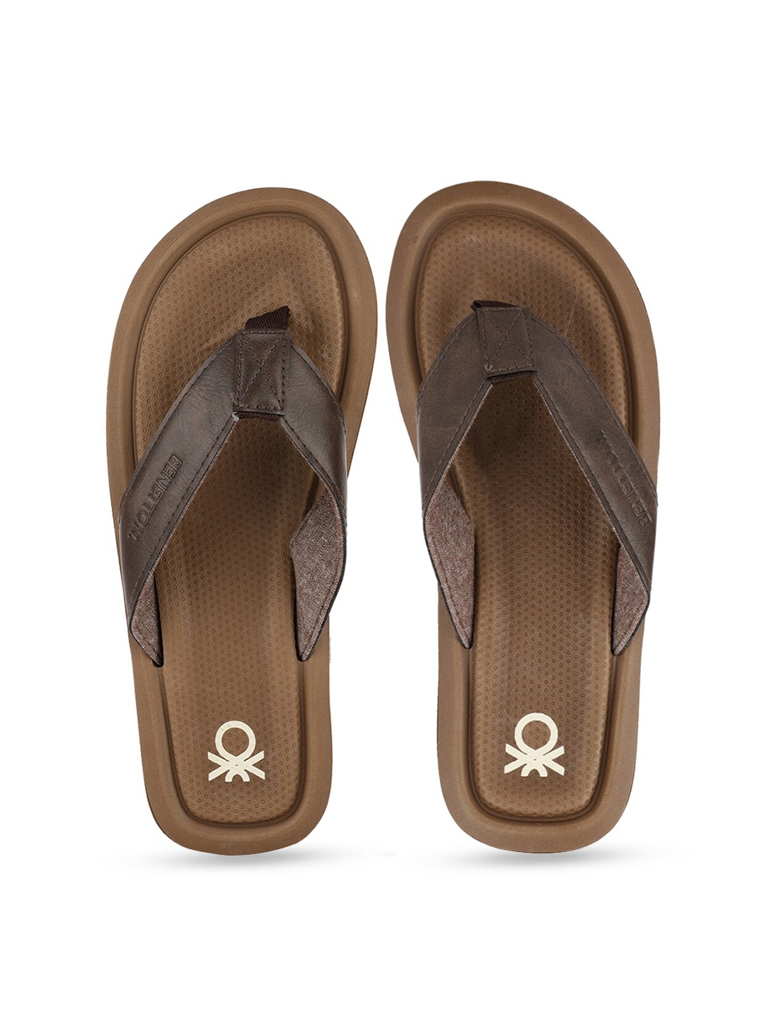 

United Colors of Benetton Men Camel Brown & Brown Rubber Thong Flip-Flops