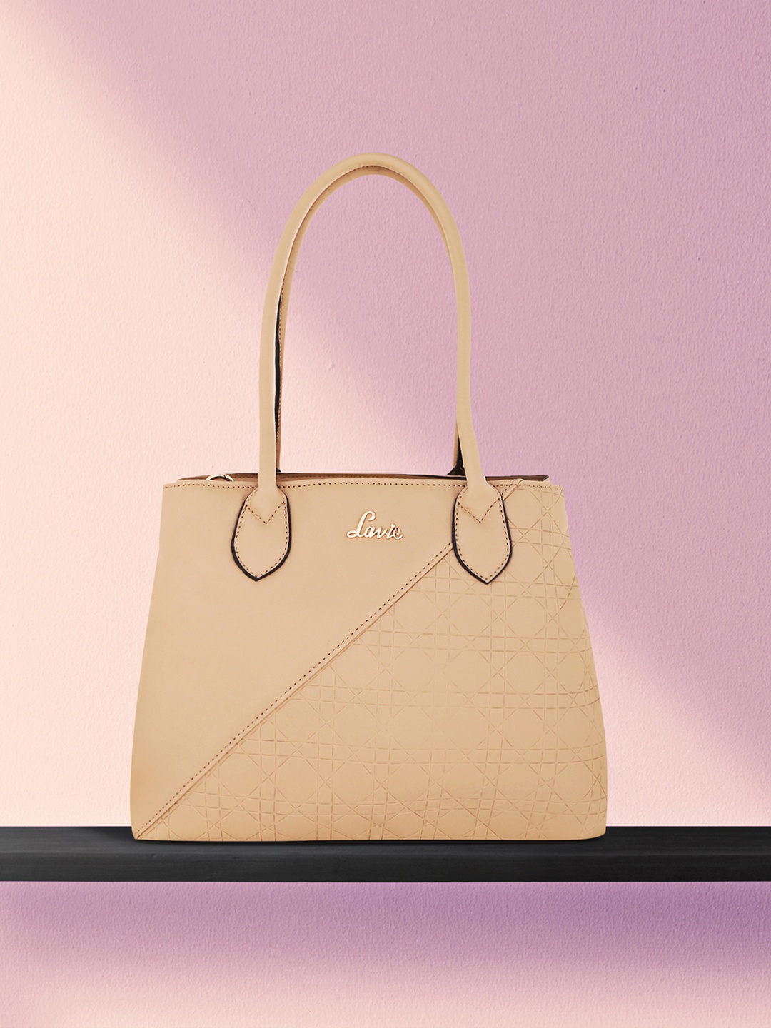 

Lavie Santiago Beige Textured Medium Structured Shoulder Bag