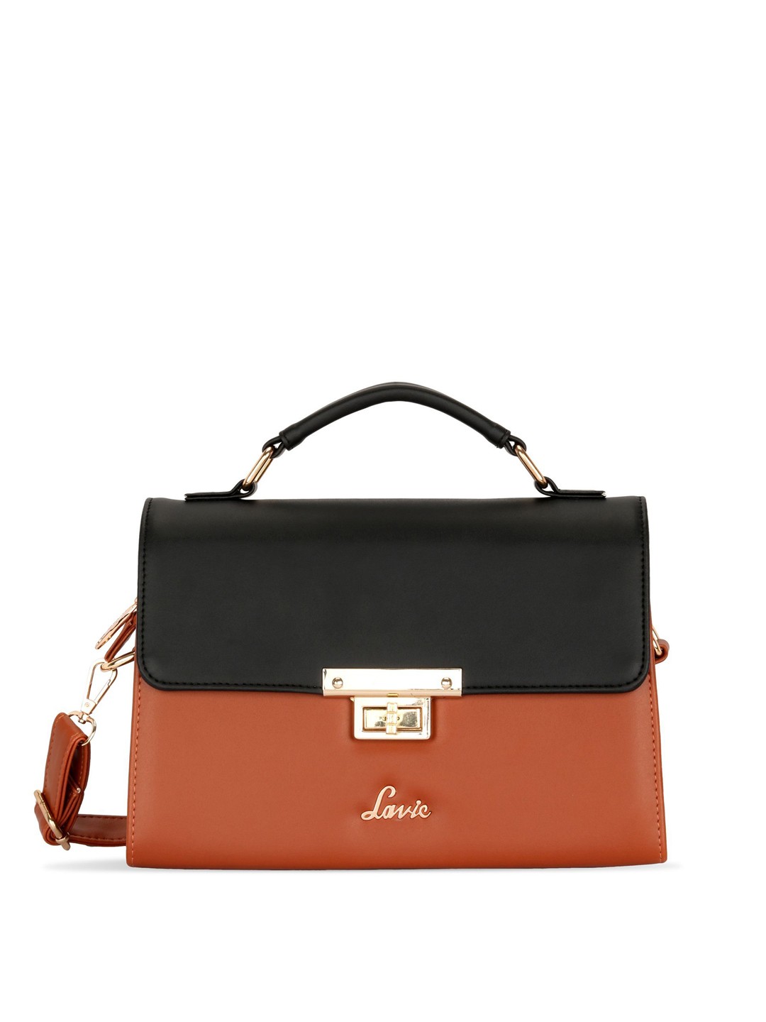 

Lavie Brown Colourblocked Structured Sling Bag