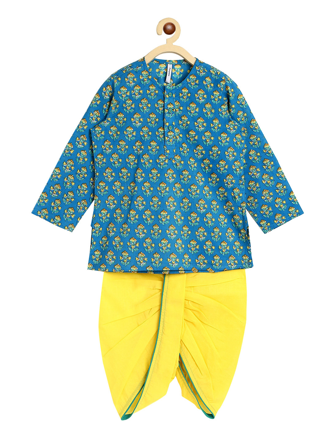 

Campana Boys Blue Printed Pure Cotton Kurta with Dhoti Pants