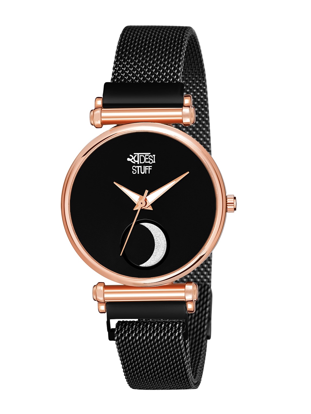 

SWADESI STUFF Women Black Embellished Dial & Bracelet Style Straps Analogue Watch SDS 139