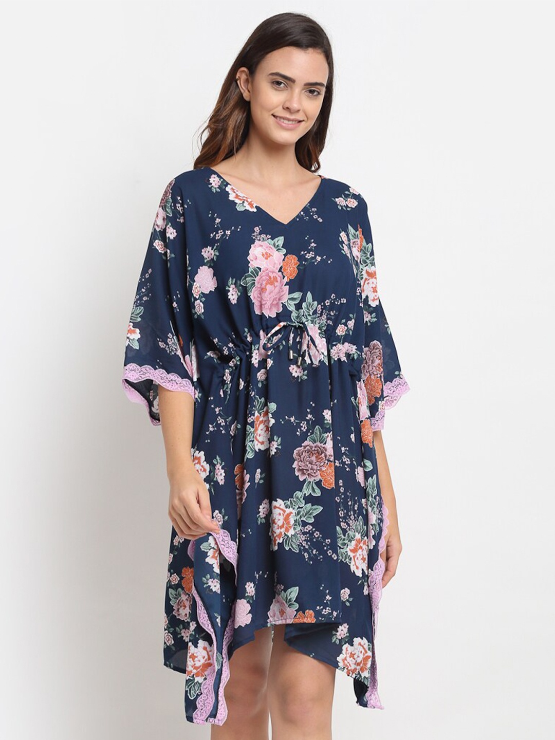 

EROTISSCH Navy Blue Printed Kaftan Nightdress