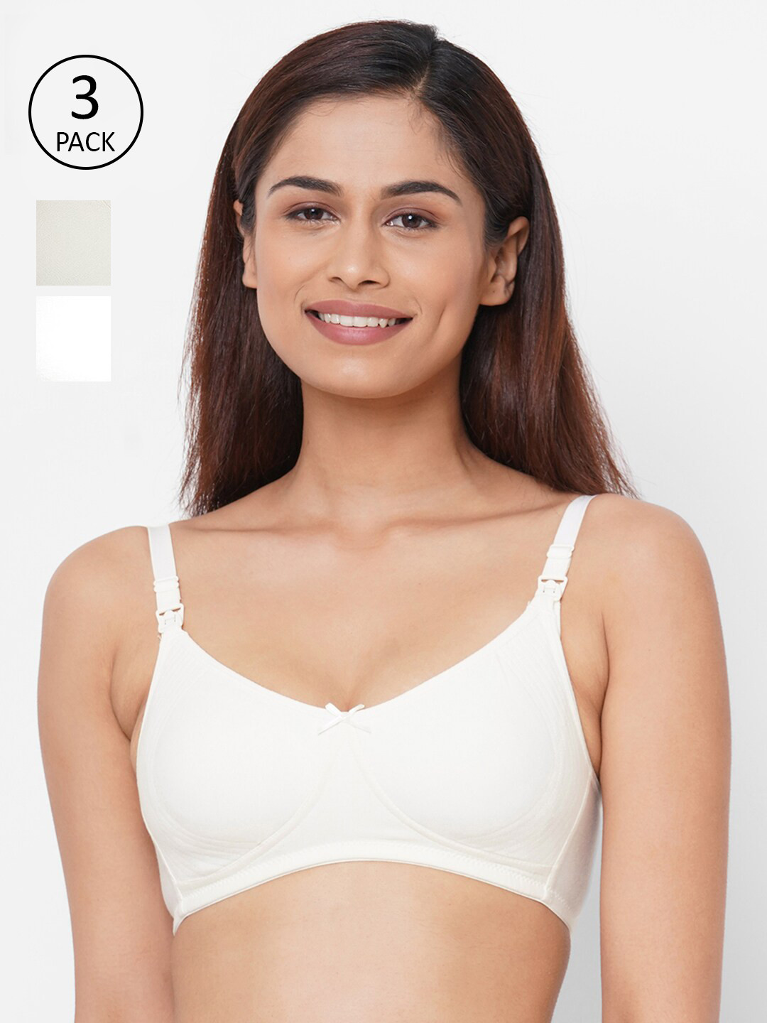 

Inner Sense Pack of 3 White & Off White Maternity Bra Full Coverage
