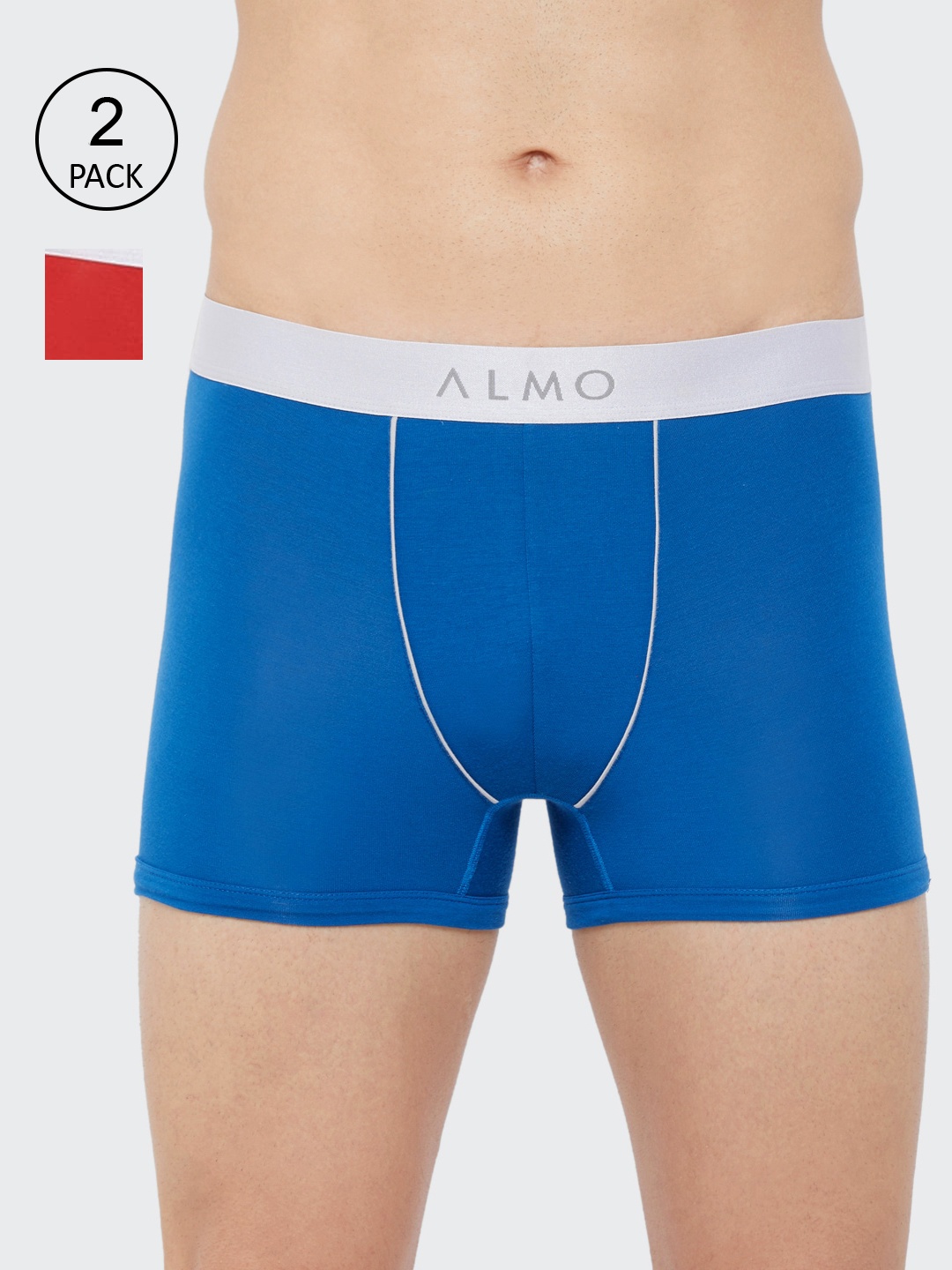 

Almo Wear Men Pack Of 2 Solid Micro Modal Slim-Fit Trunks, Blue