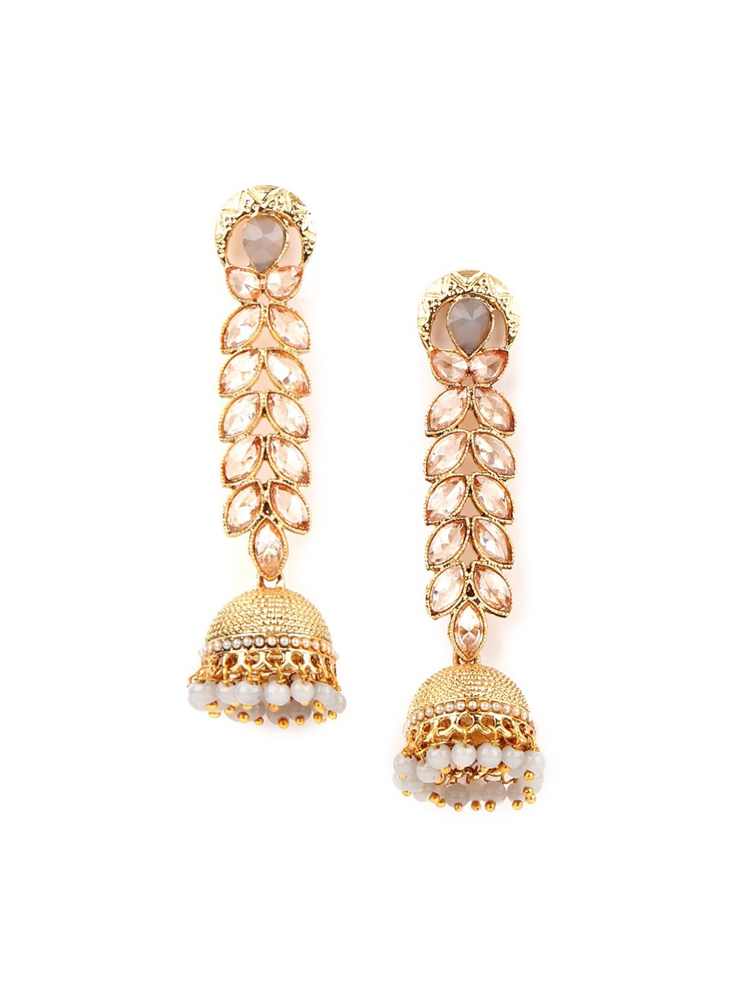 

ODETTE Gold-Toned & White Contemporary Drop Earrings