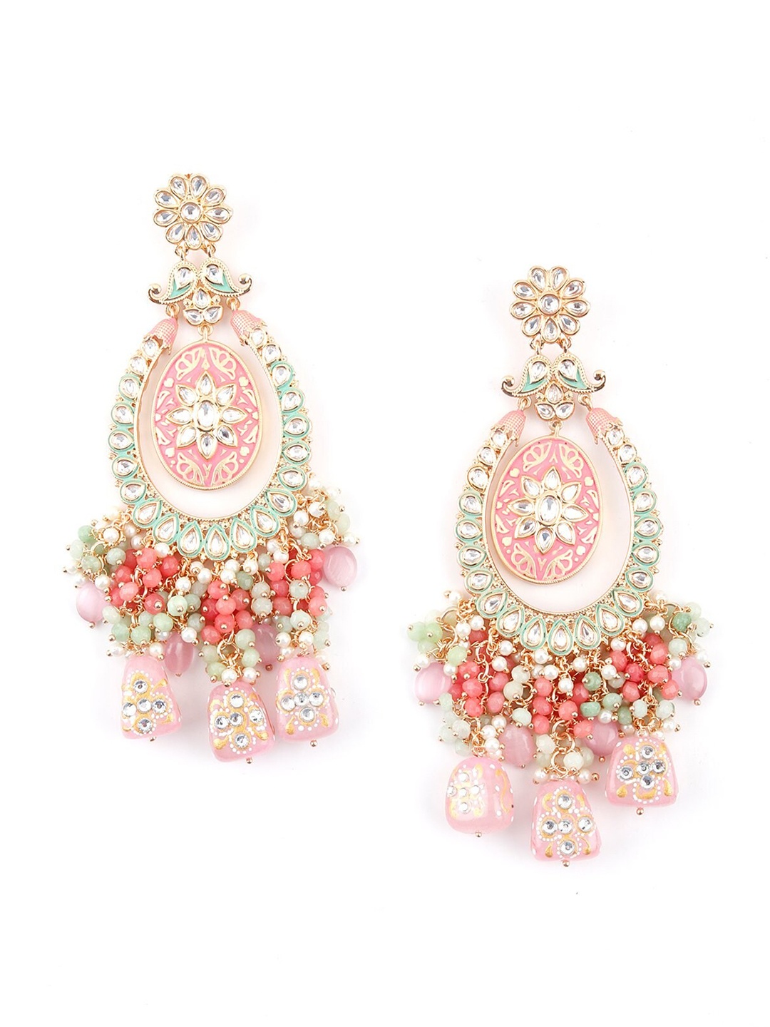 

ODETTE Multicoloured Contemporary Jhumkas Earrings, Multi