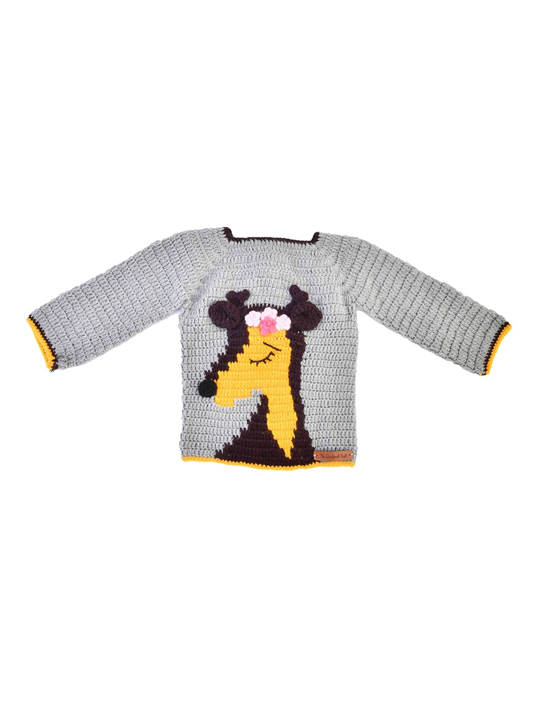 

The Original Knit Unisex Kids Grey & Yellow Quirky Pullover