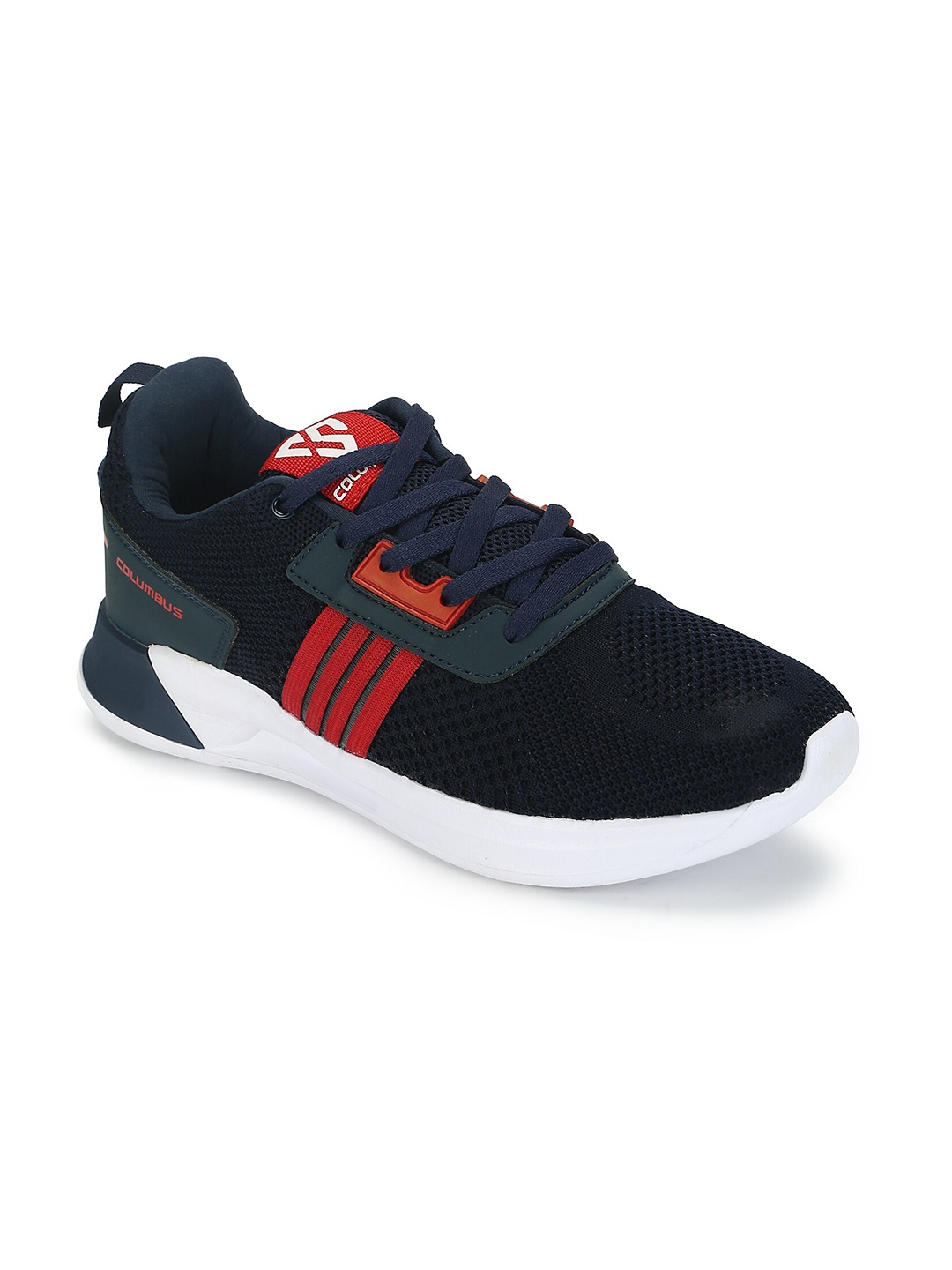 

Columbus Men Navy Blue And Red Mesh Running Shoes