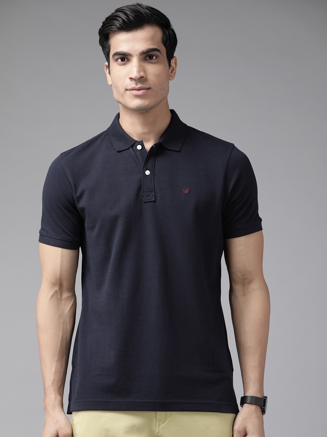 

Blackberrys Men Navy Blue Cotton Polo Collar T-shirt