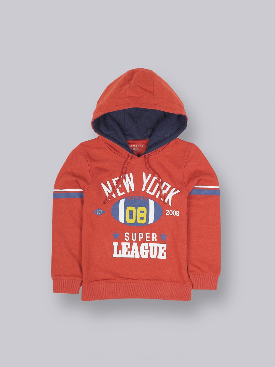 

PLUM TREE Boys Orange Printed Hooded Sweatshirt
