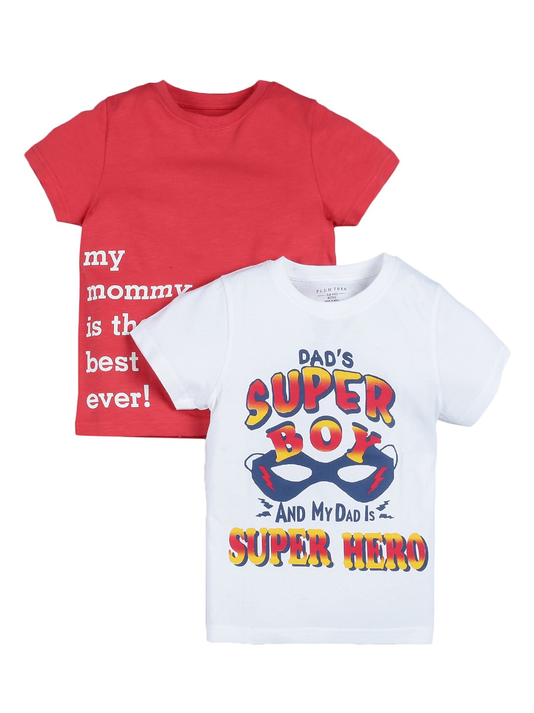 

PLUM TREE Boys Pack Of 2 Pure Cotton T-shirts, Red
