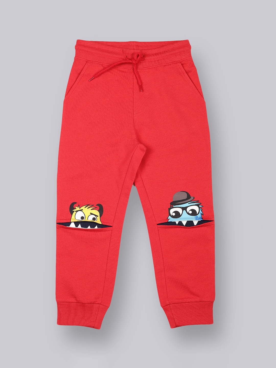 

PLUM TREE Boys Red Solid Loose-Fit Pure Premium Cotton Joggers