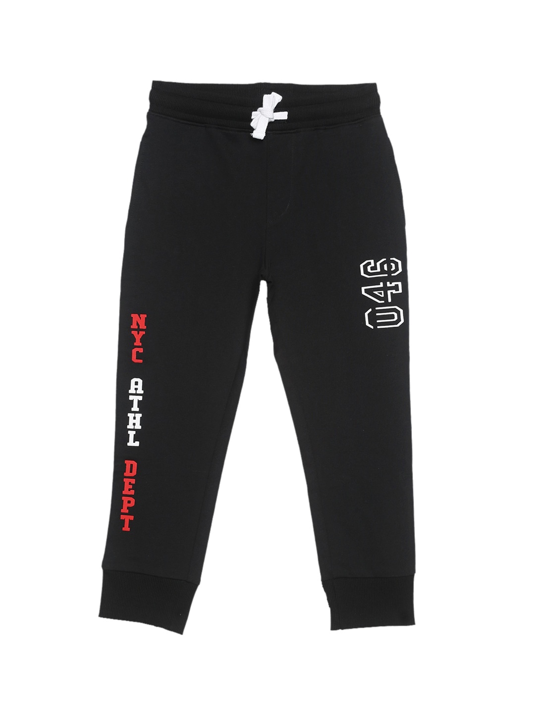 

PLUM TREE Boys Black & White Printed Pure Cotton Loose-Fit Joggers