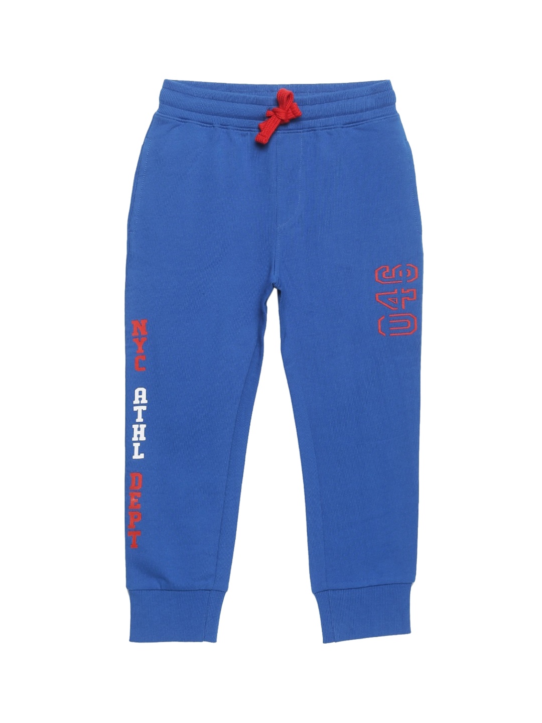 

PLUM TREE Boys Blue Typography Printed Pure Cotton Loose-Fit Joggers