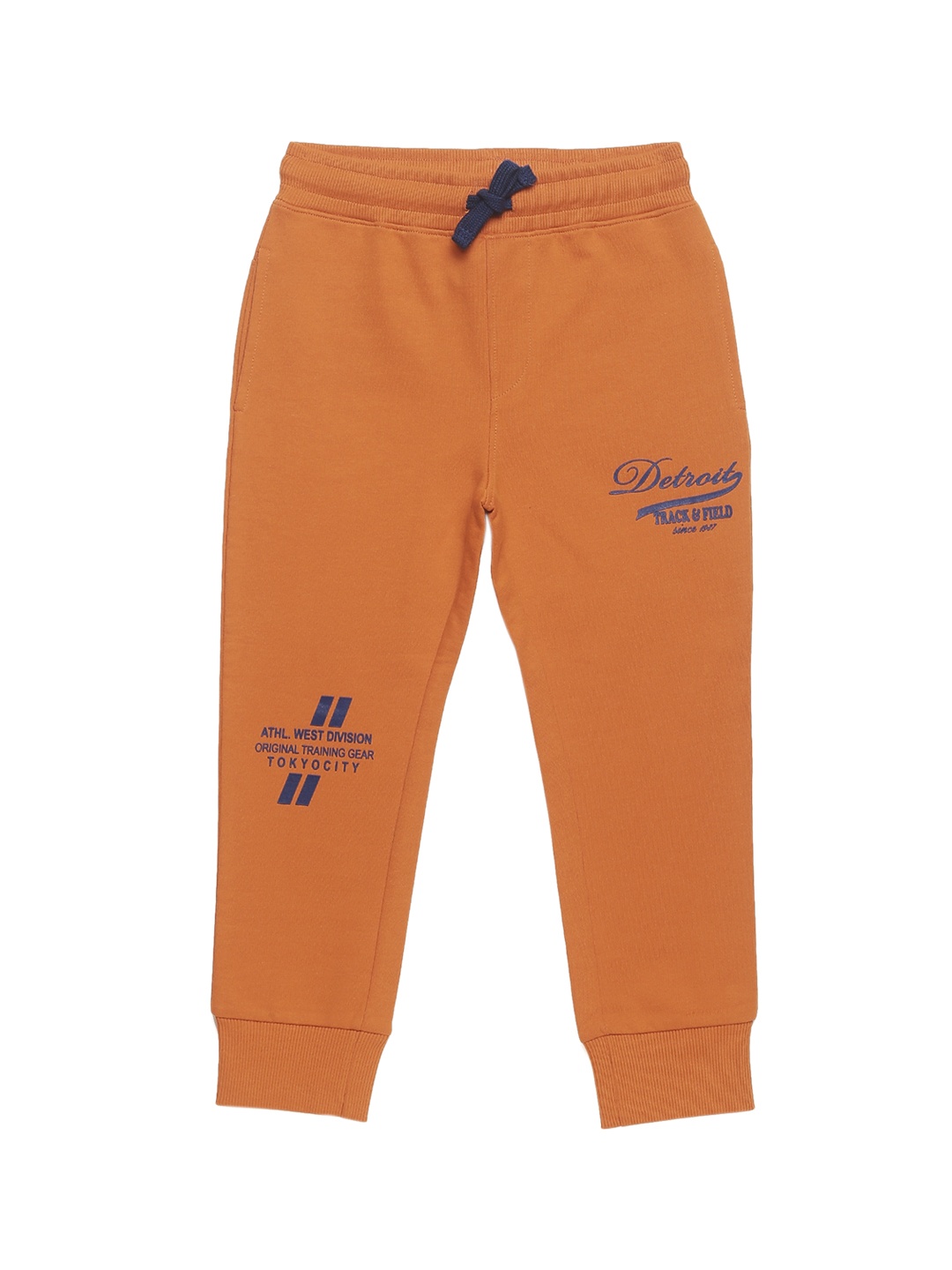 

PLUM TREE Boys Orange & Blue Printed Pure Cotton Loose-Fit Joggers