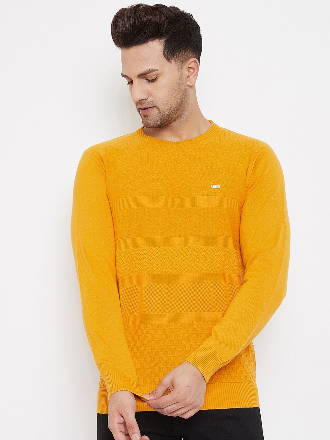 

98 Degree North Men Yellow Pullover Sweater