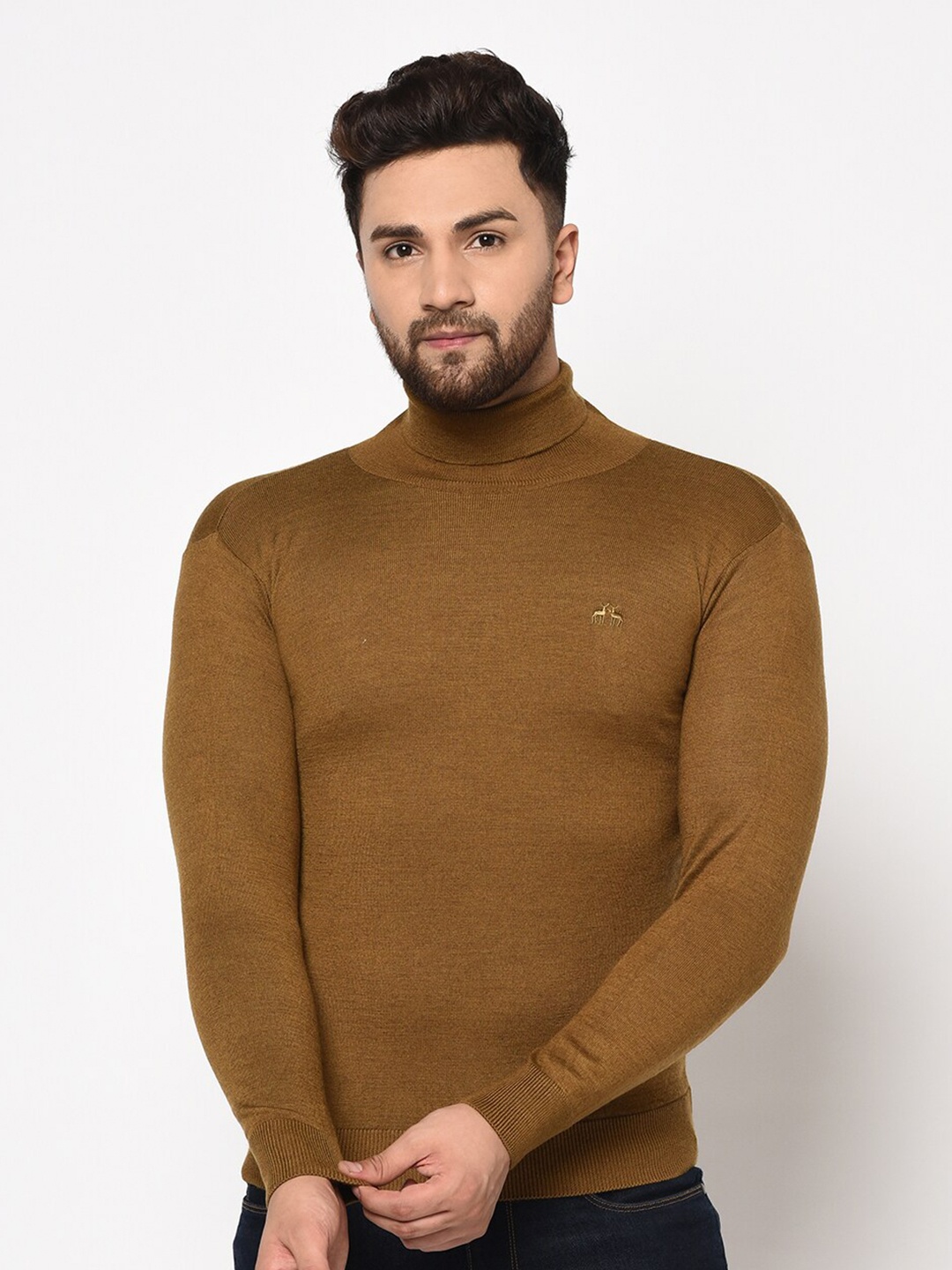 

98 Degree North Men Khaki Pullover Sweater