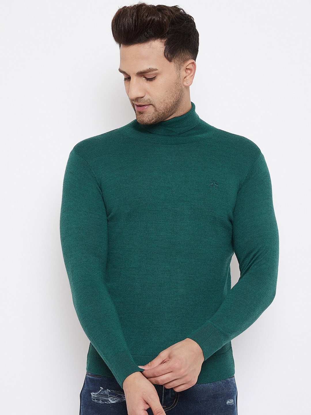 

98 Degree North Men Green Pullover Sweater