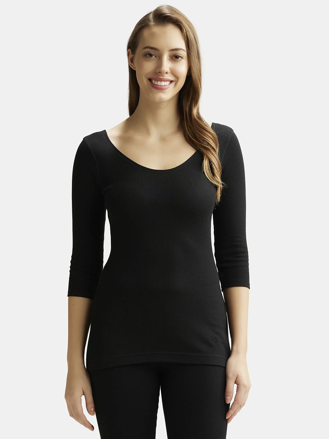 

Jockey Women Super Combed Cotton Thermal Top with StayWarm Technology - 2503, Black