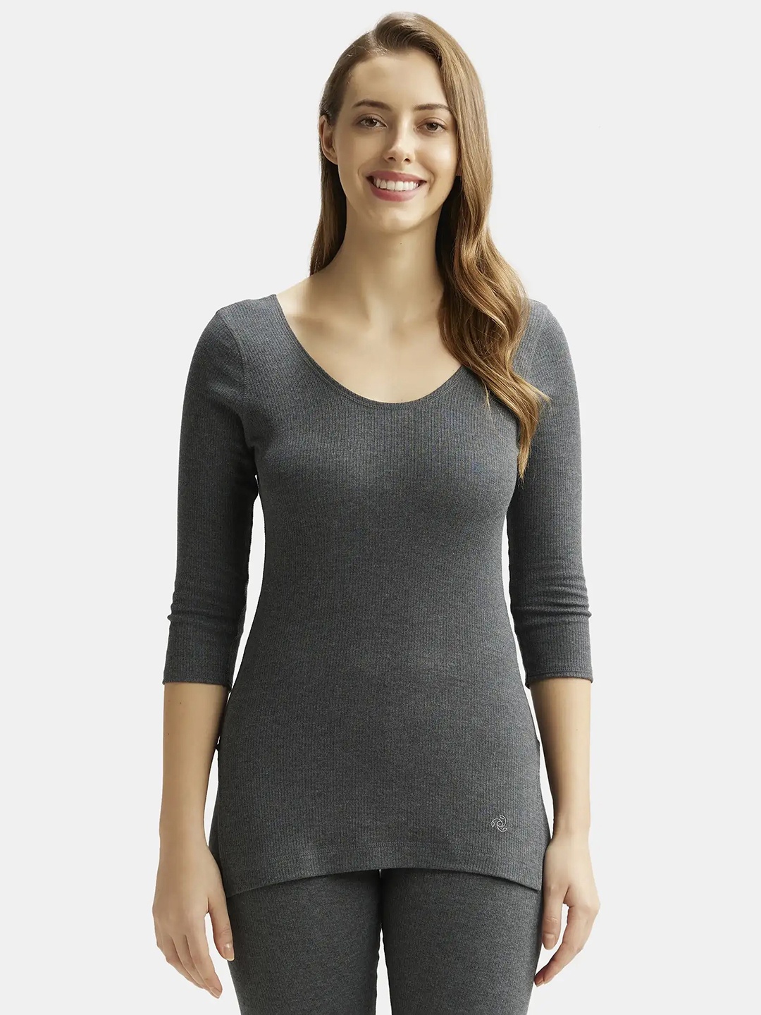 

Jockey Super Combed Cotton Three Quarter Sleeve Thermal Top with StayWarm Technology -2503, Charcoal