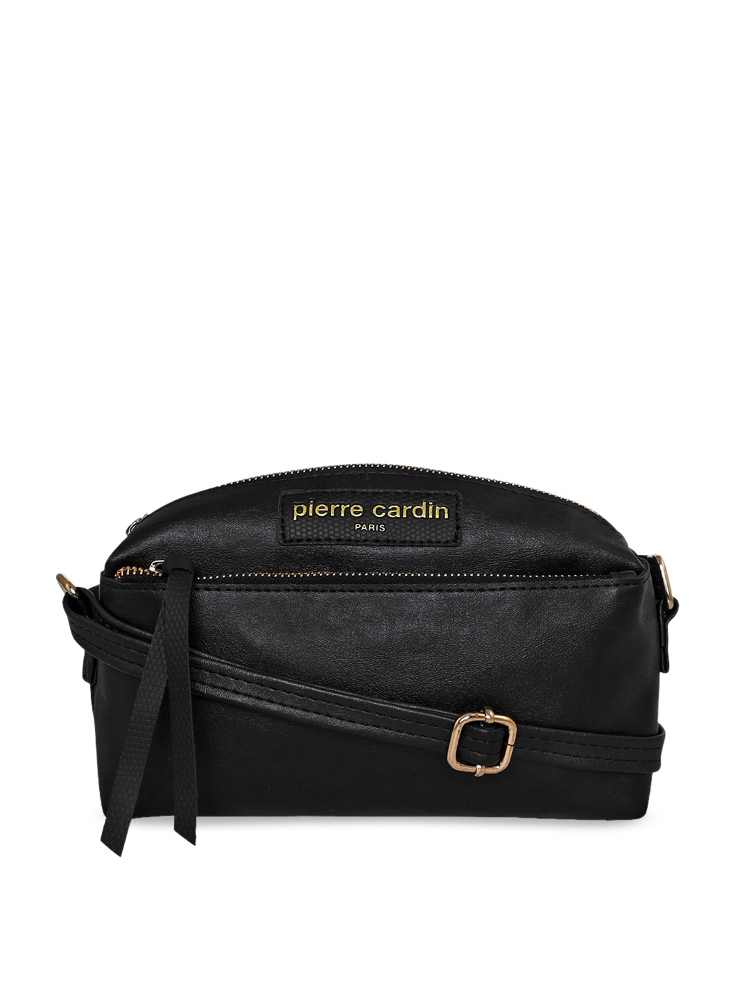 

pierre cardin Women Black PU Structured Sling Bag with Tasselled