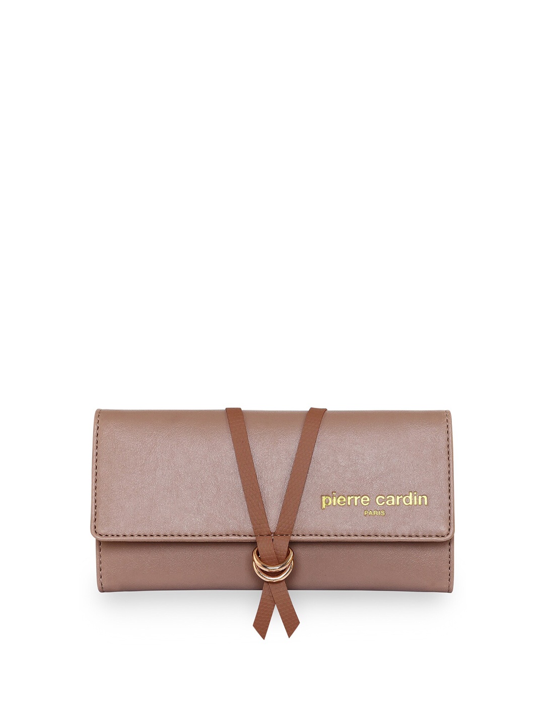 

pierre cardin Women Beige Solid Applique PU Three Fold Wallet