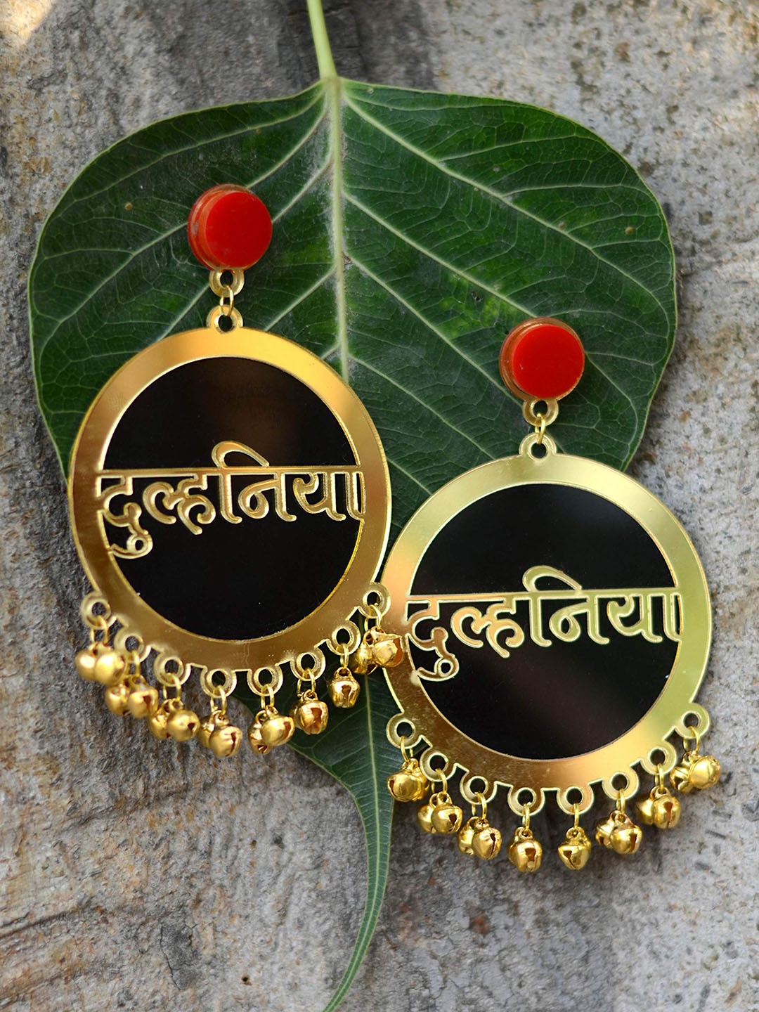 

Krafted with Happiness Gold-Toned Circular Drop Earrings