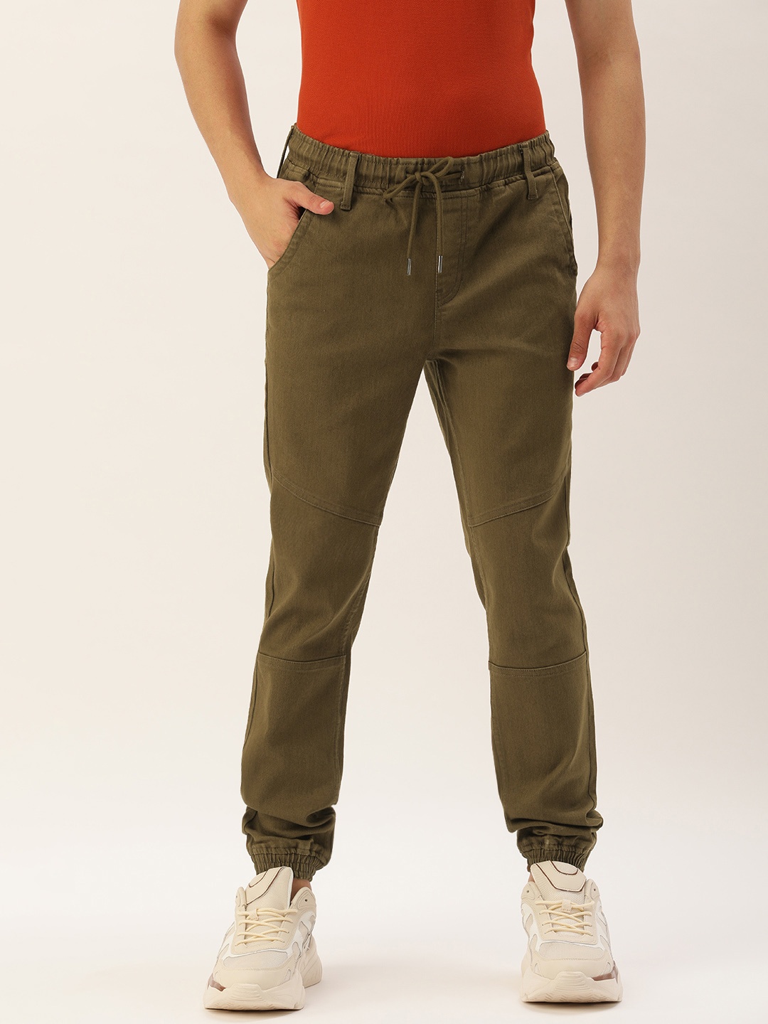

IVOC Men Brown Slim Fit Cuffed Hem Stretchable Jogger Jeans