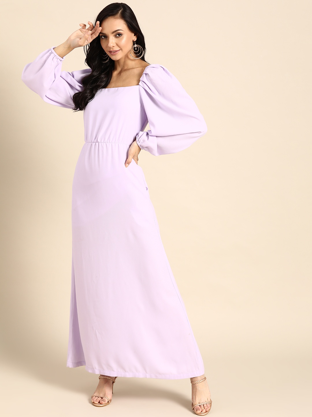 

DODO & MOA Purple Crepe A-Line Maxi Dress, Lavender