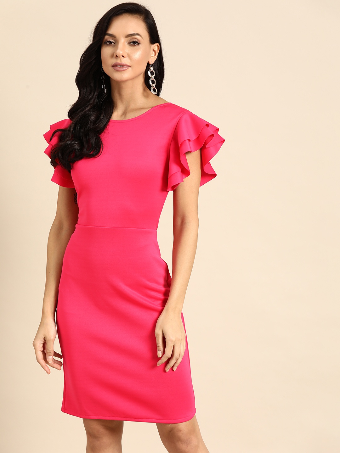 

DODO & MOA Fuchsia Scuba Bodycon Dress