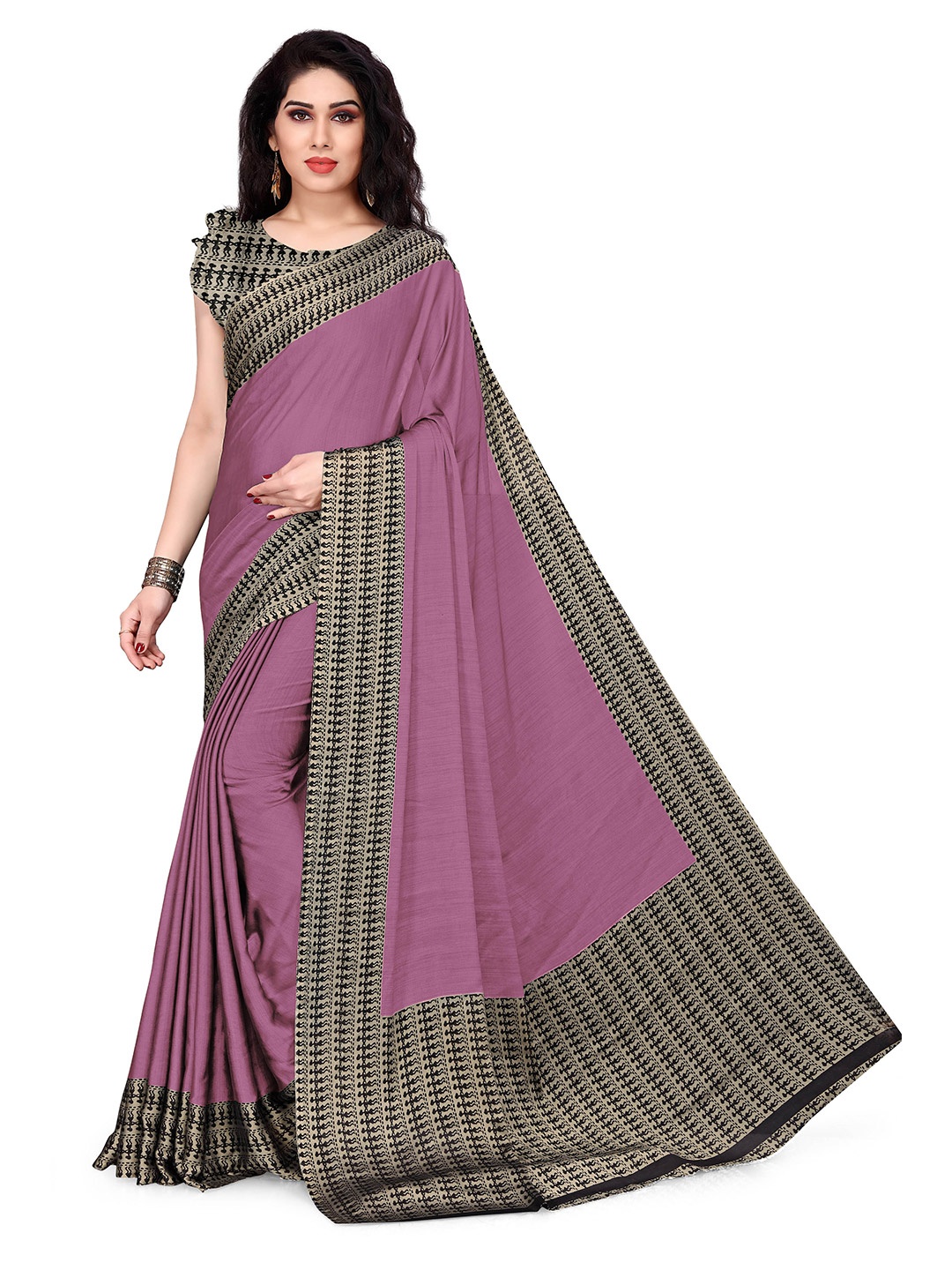 

KALINI Pink & Beige Chiffon Saree