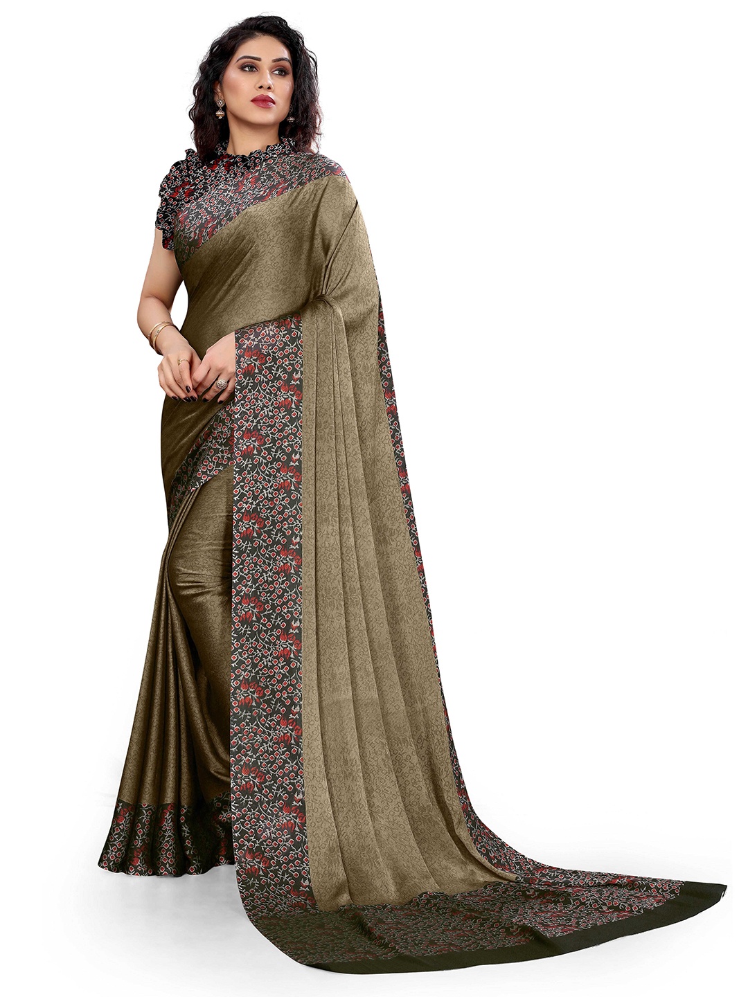 

KALINI Beige & Black Bagh Saree
