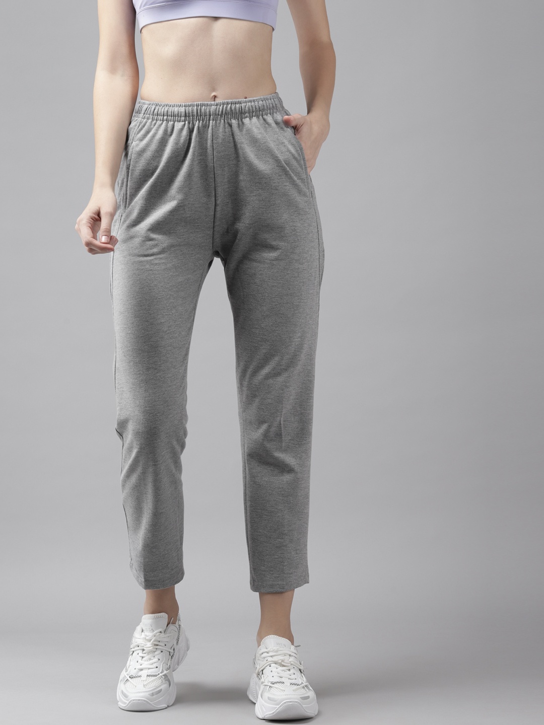 

Cayman Women Grey Melange Solid Pure Cotton Track Pants