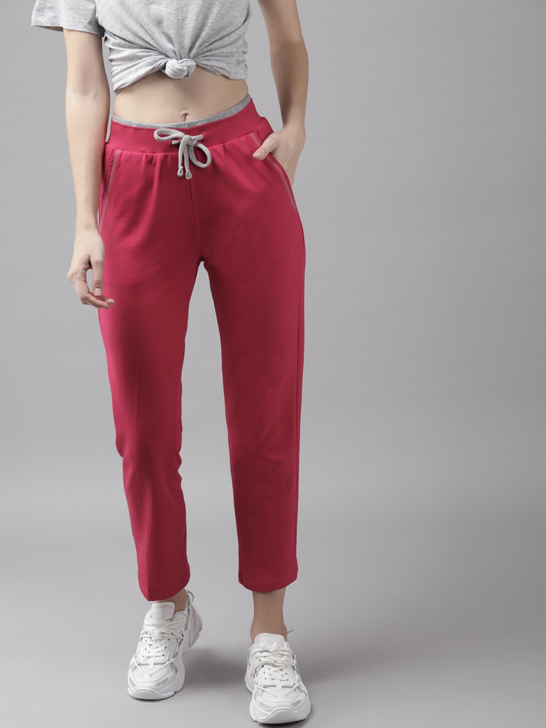 

Cayman Women Pink Solid Straight Fit Pure Cotton Solid Track Pants