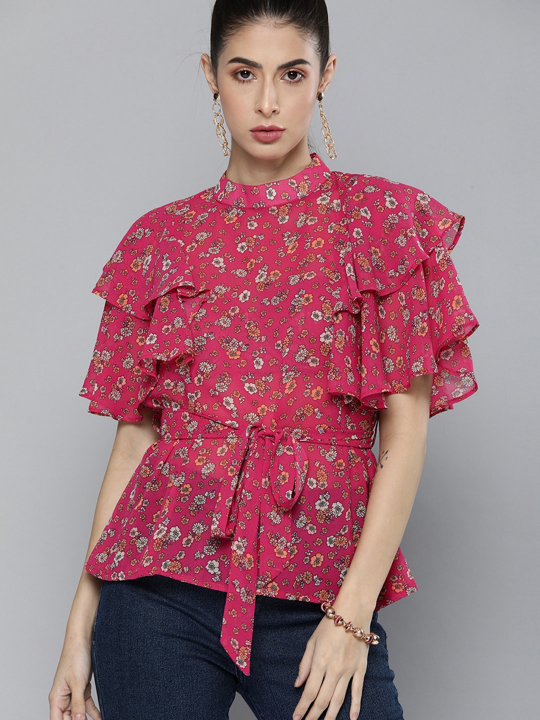 

Kvsfab Pink Ditsy Floral Regular Top