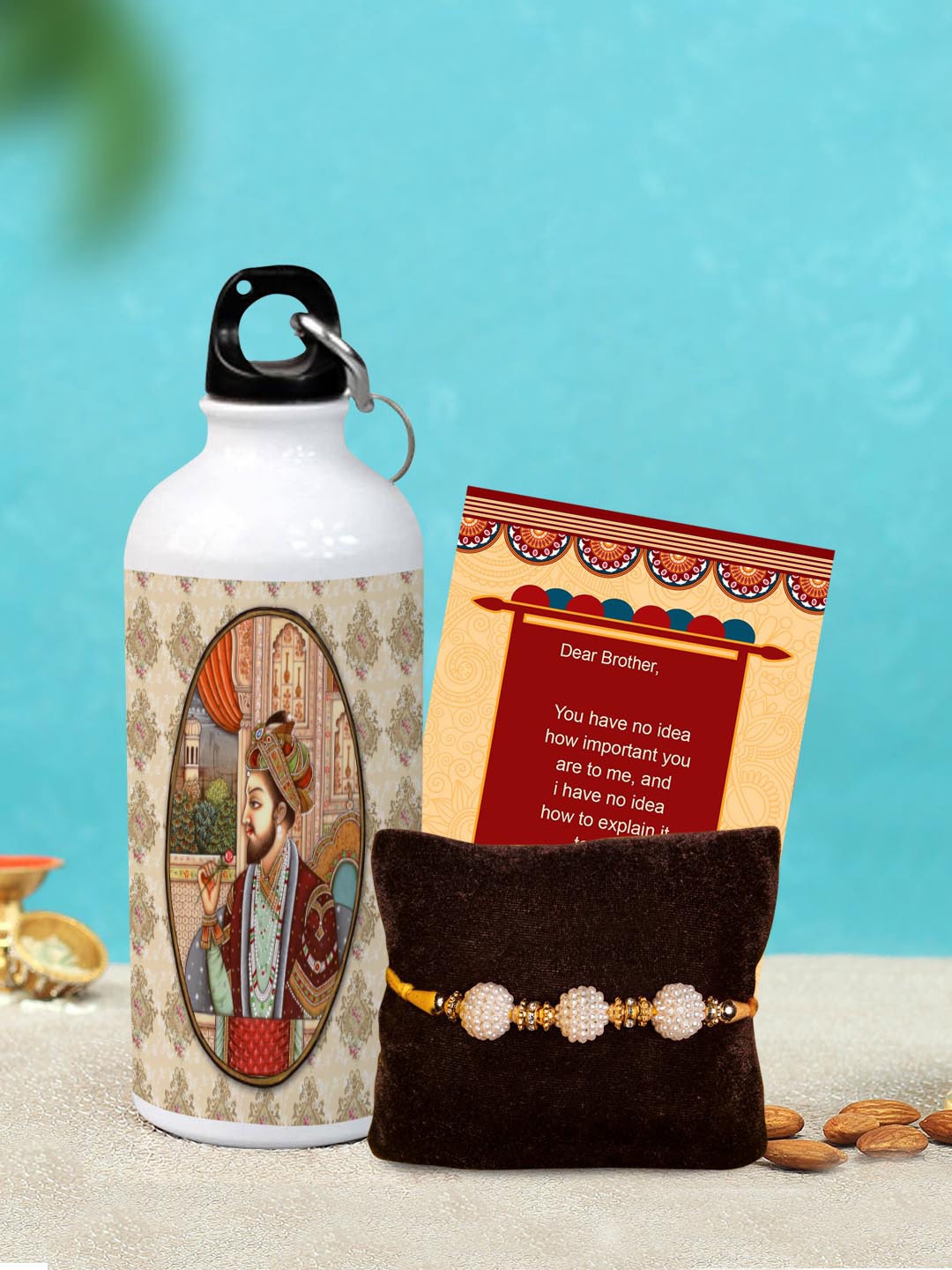 

TIED RIBBONS Multicolored Rakhi with Sipper Bottle with Greeting Card, Multi