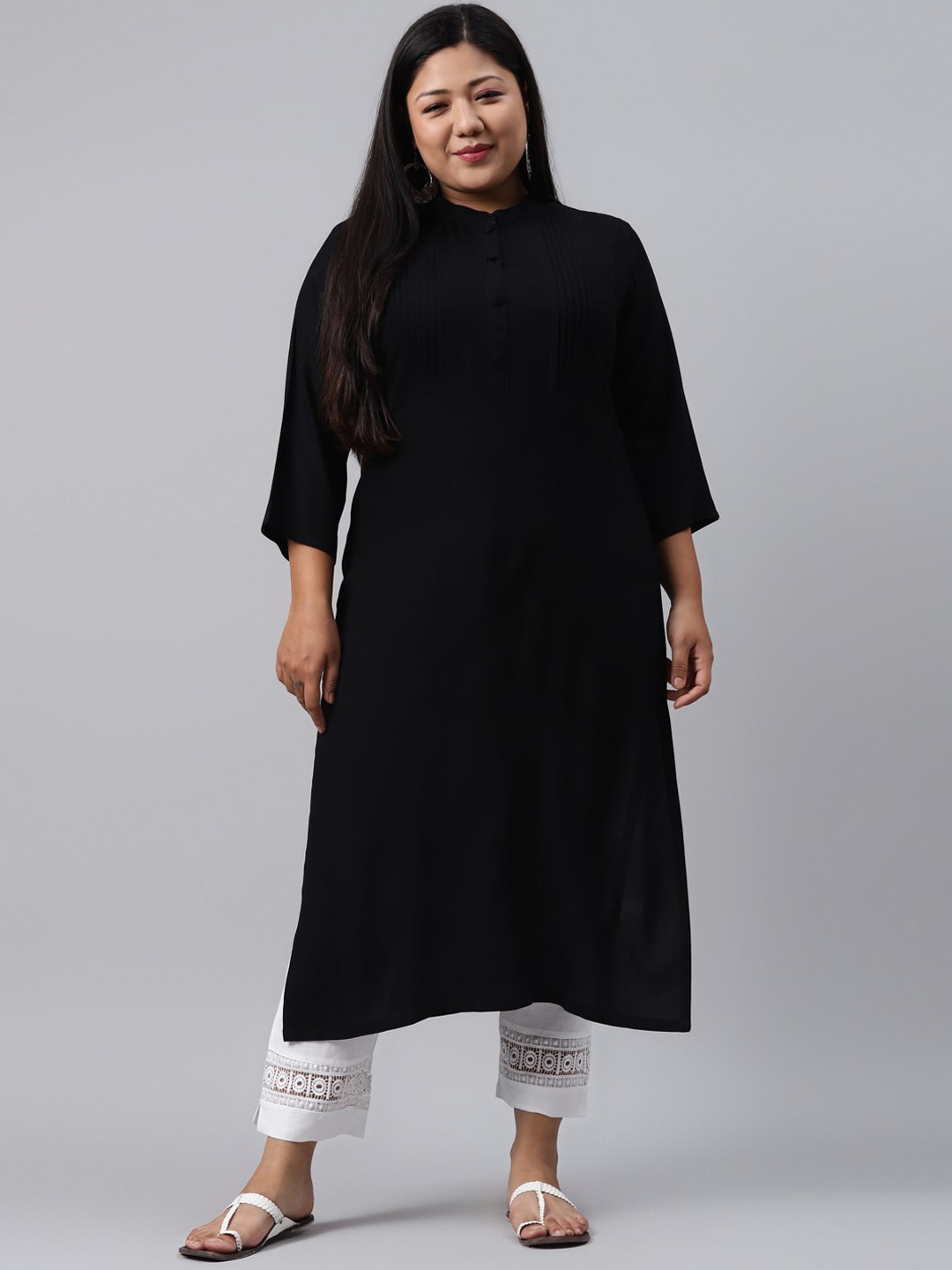 

EXTRA LOVE BY LIBAS Plus Size Women Black Kurta