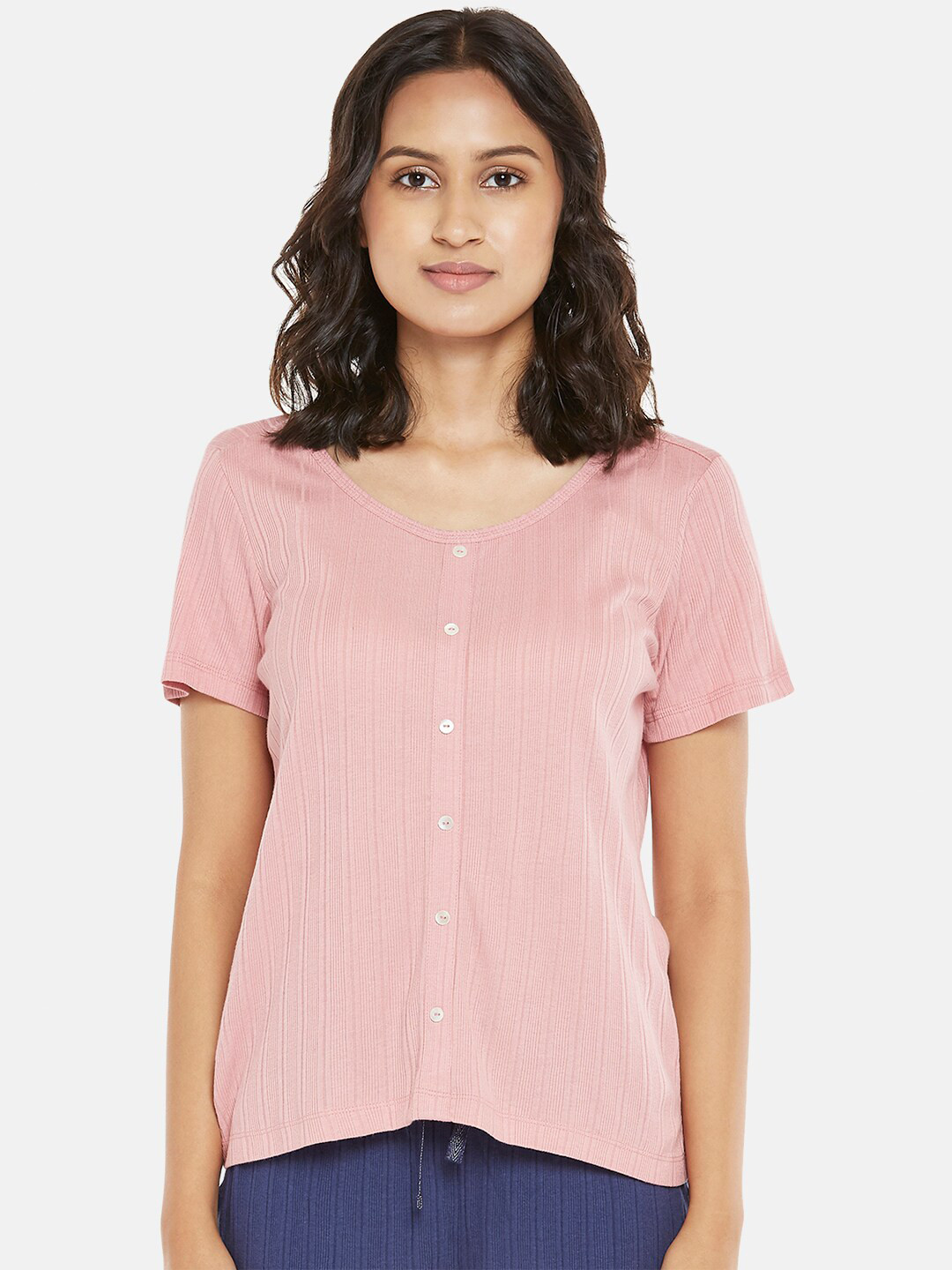 

Dreamz by Pantaloons Pink Striped Regular Lounge tshirt
