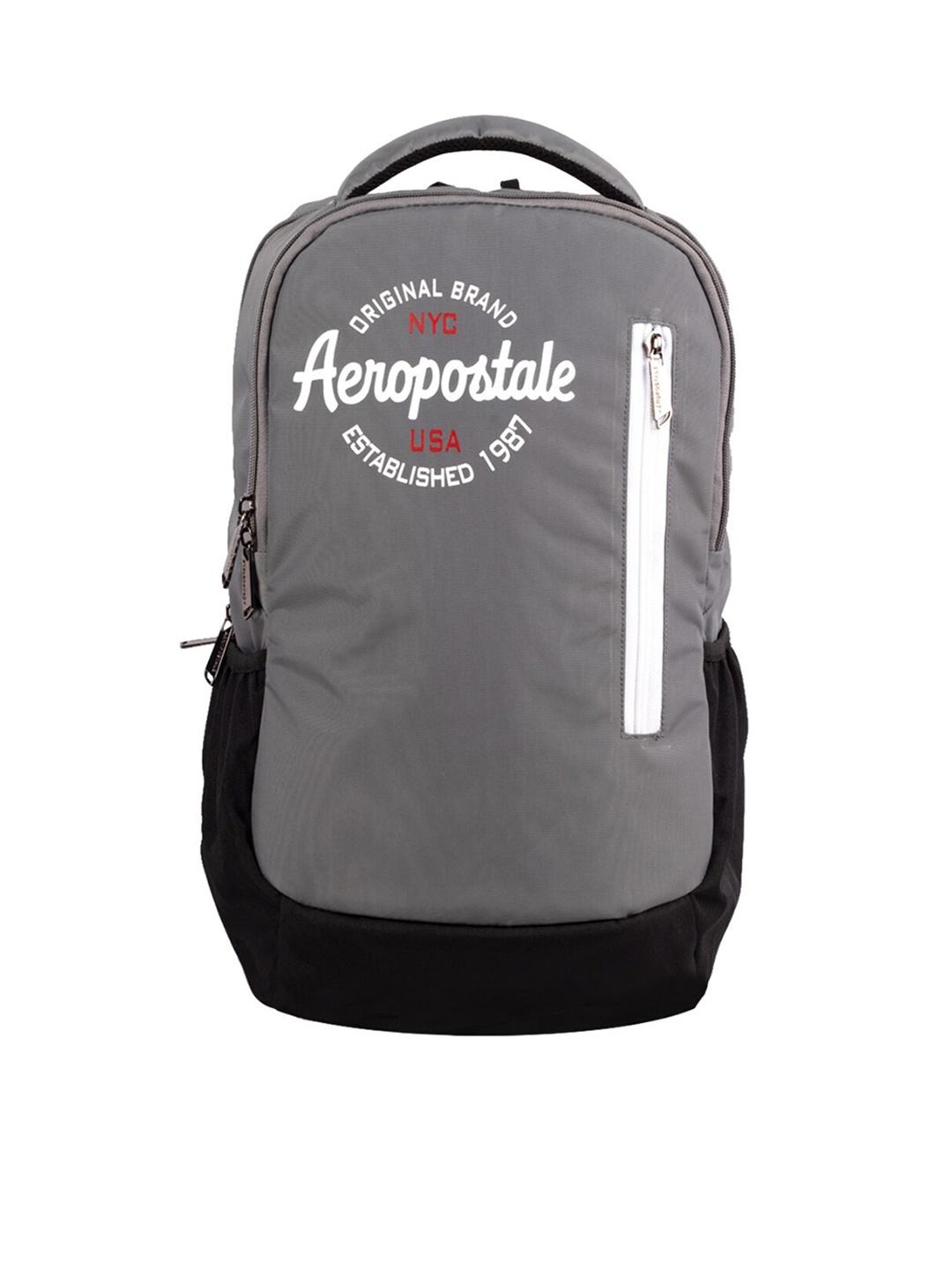 

Aeropostale Unisex Grey & Black Backpack with 2 main Compartments