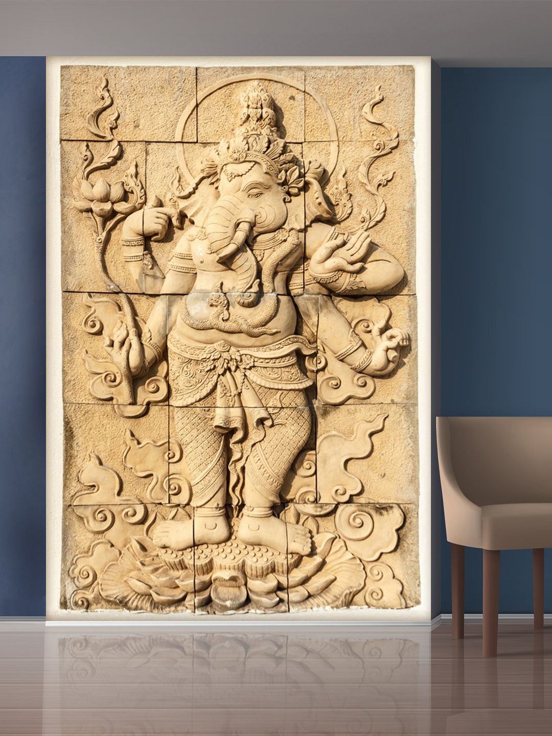 

999Store Beige Lord Ganesha Mural Wallpaper