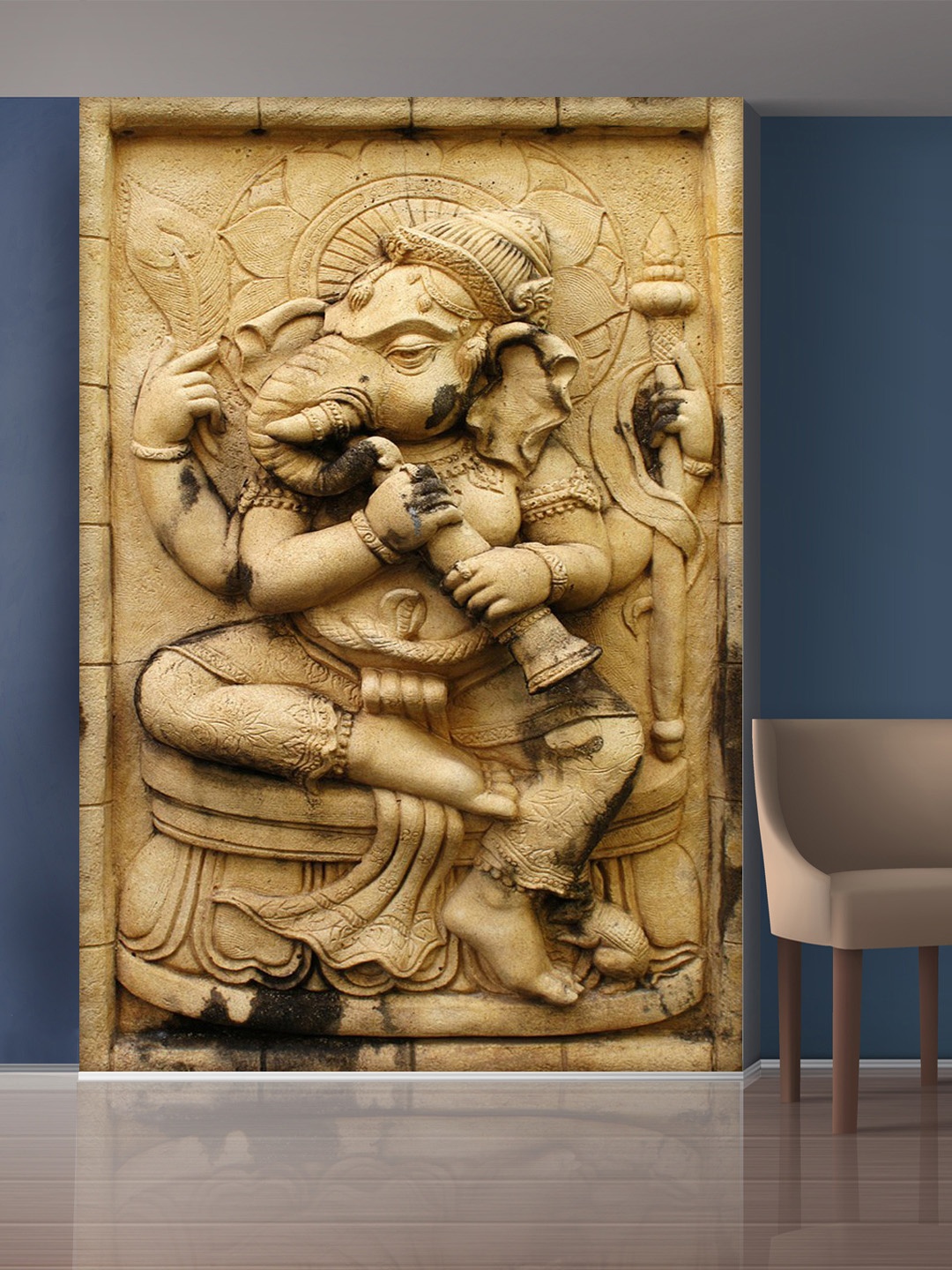 

999Store Brown Lord Ganesha Mural Wallpaper