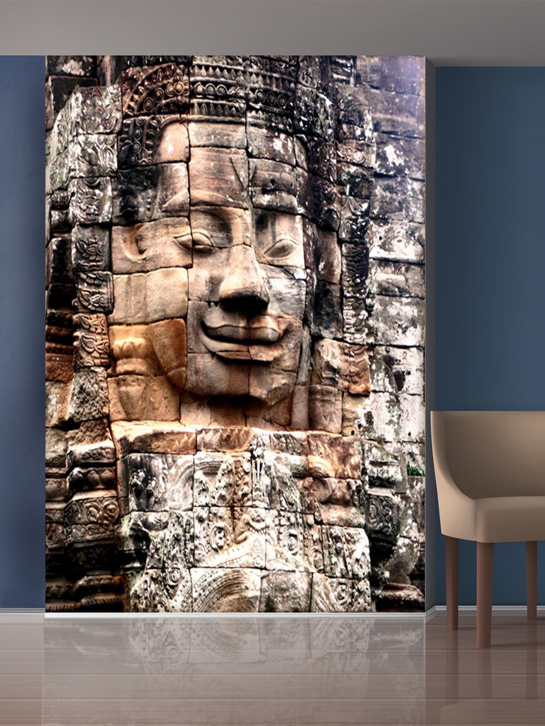 

999Store Brown & Grey Stones Wall and Statue Mural Self-Adhesive Wallpaper