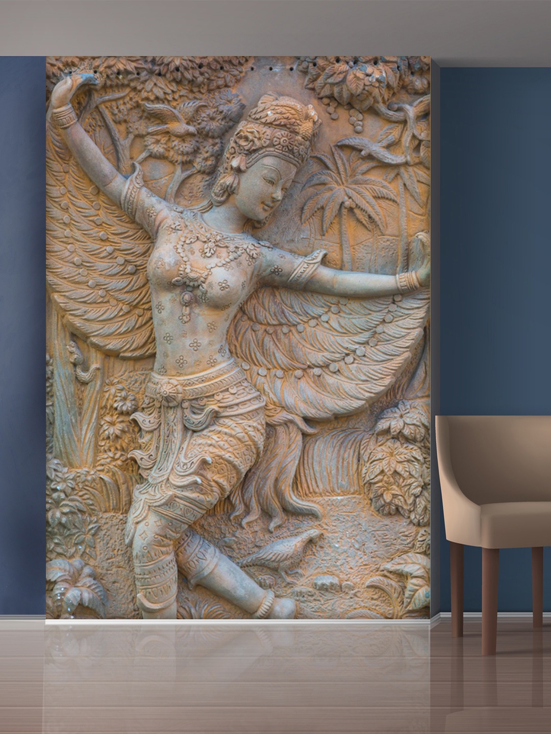

999Store Off-White & Grey Forest and Dancing Lady Mural Self-Adhesive Wallpaper