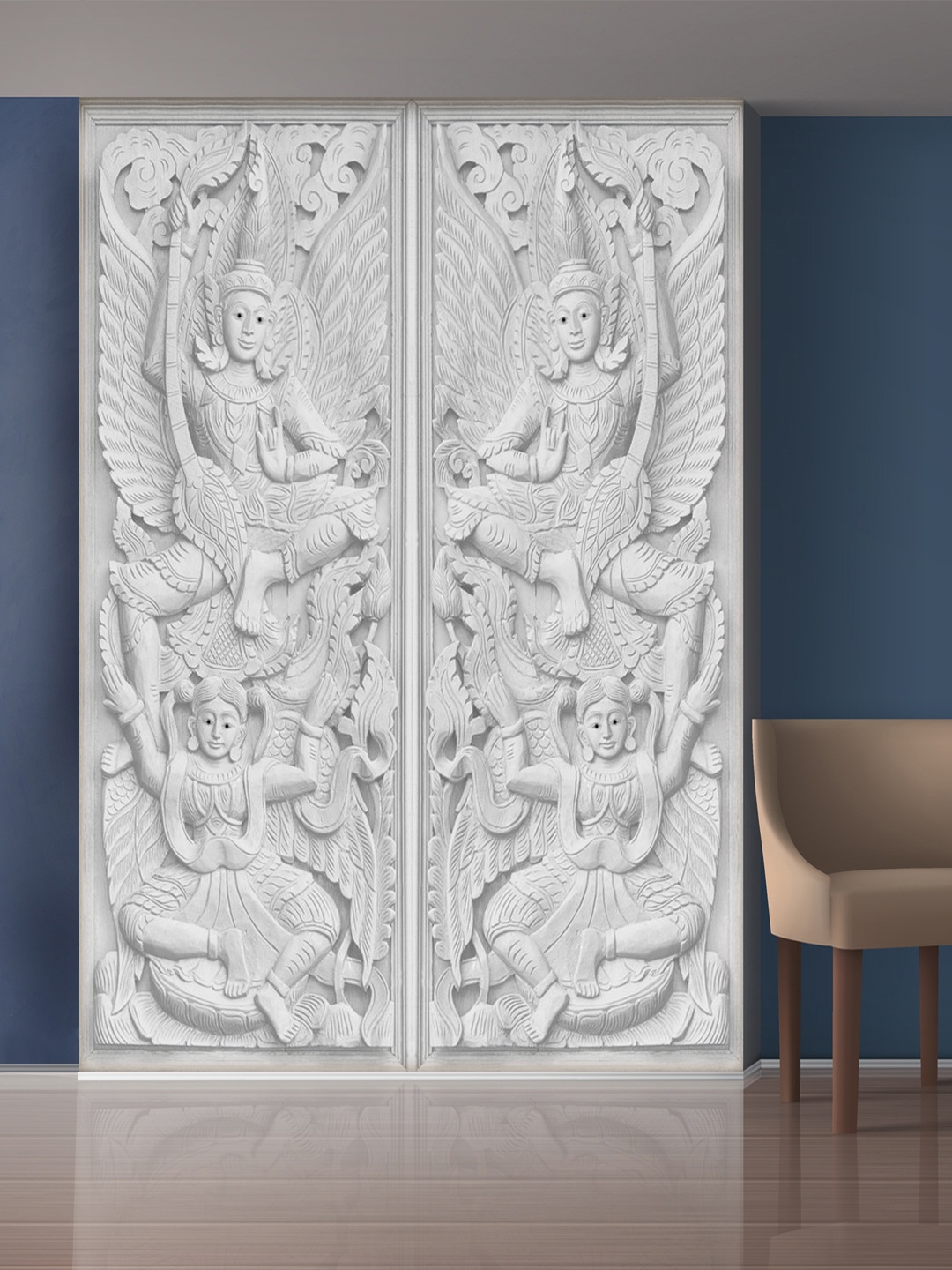 

999Store White Multiple Statues Mural Self-Adhesive Wallpaper