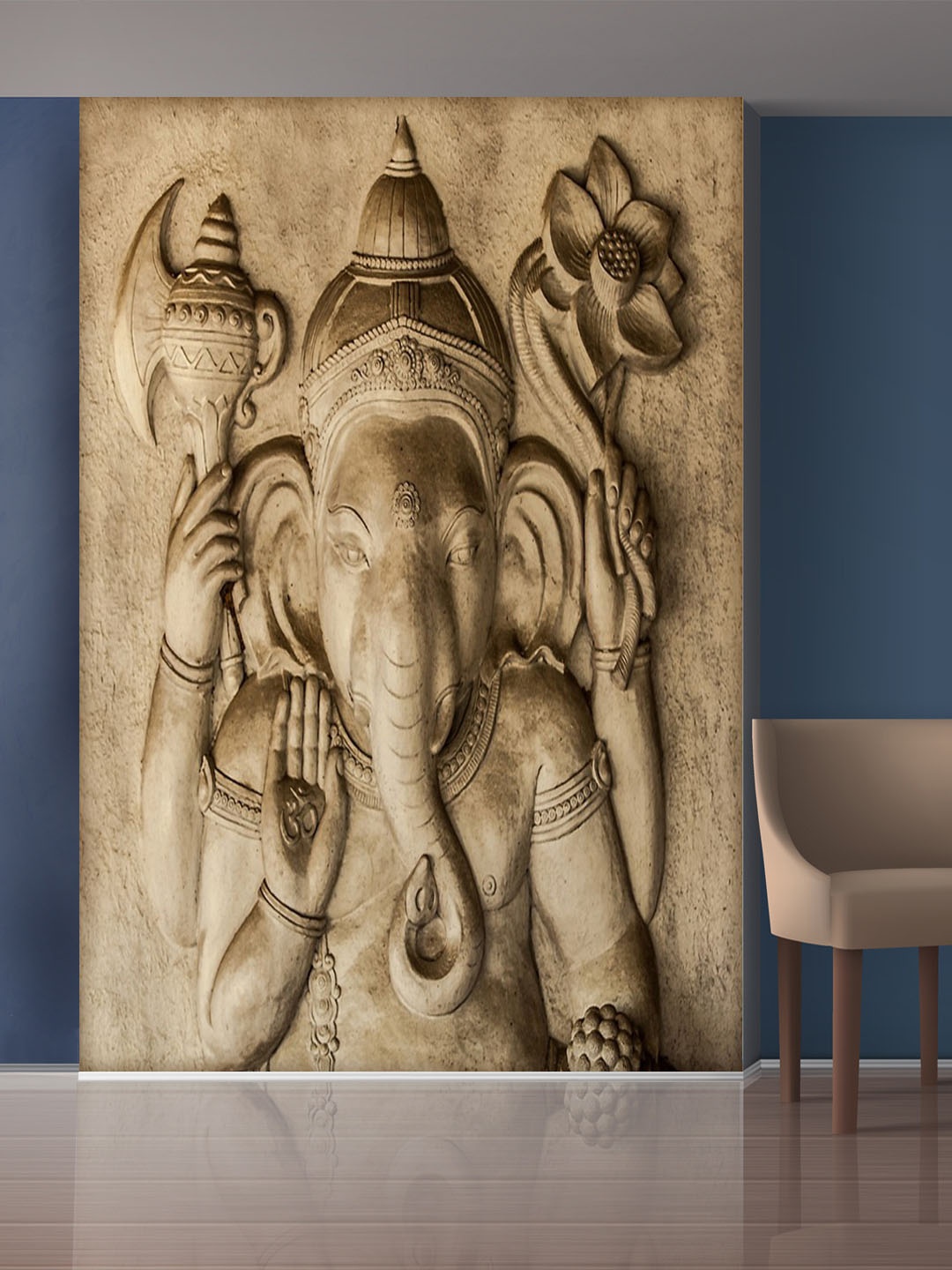 

999Store Brown Lord Ganesha Mural Wallpaper
