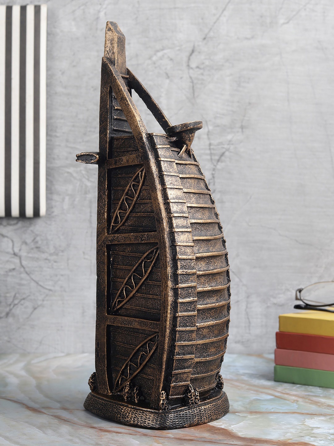 

EXIM DECOR Antique Gold-Toned Burj Al Arab Miniature Showpiece