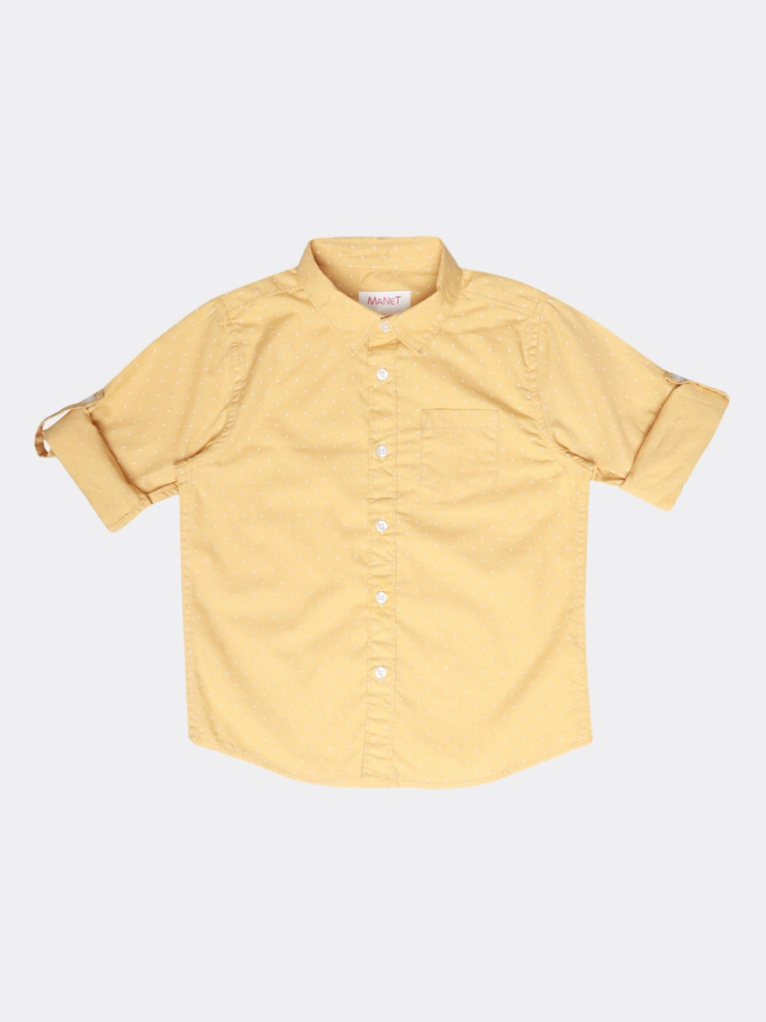 

MANET Boys Yellow and White Micro Printed Casual Shirt