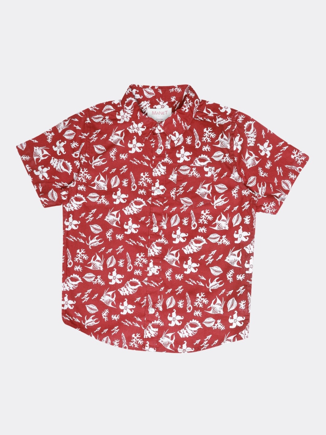 

MANET Boys Maroon Printed Casual Shirt