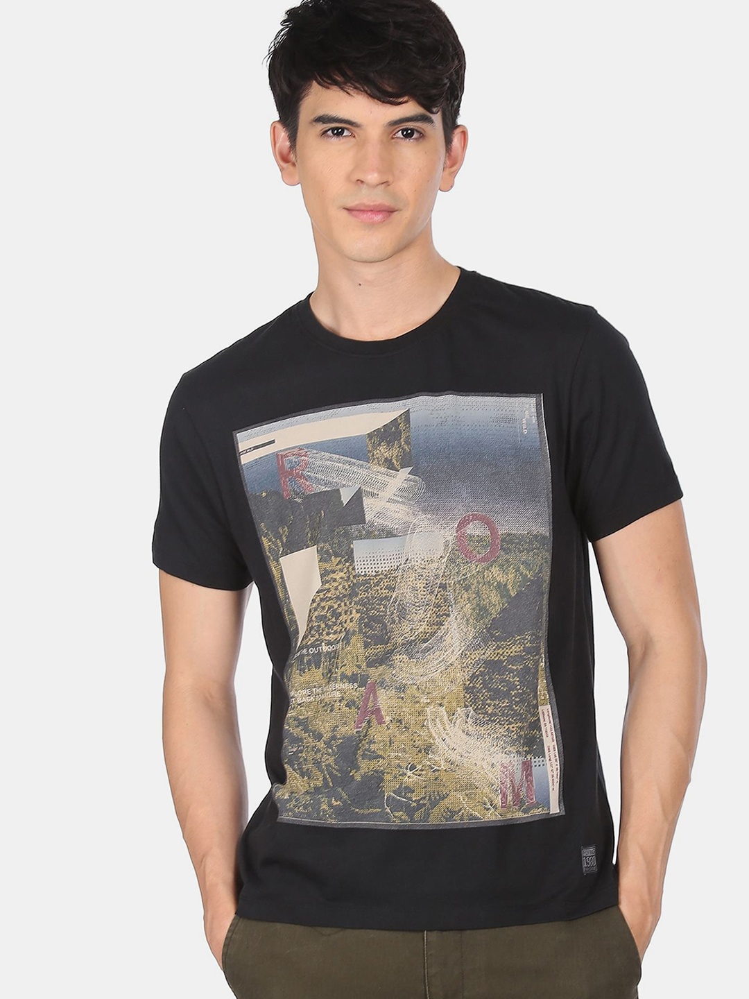 

Flying Machine Men Black Printed T-shirt